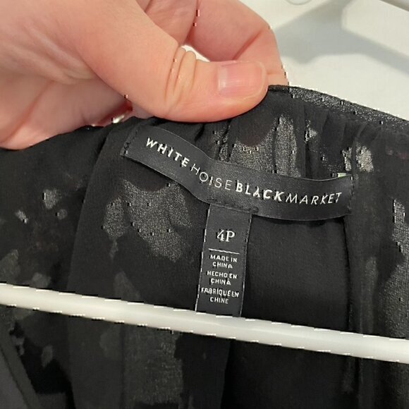 WHBM WHITE HOUSE BLACK MARKET Floral Velvet Burnout Cold Shoulder Blouse PETITE - Picture 4 of 12